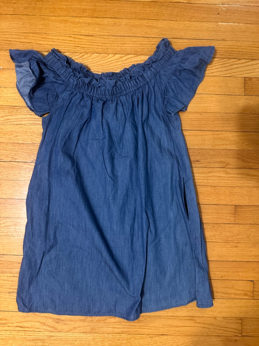 Anthropologie Blue Off-Shoulder Mini Dress